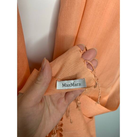Max Mara Silk Peach Orange Lightweight Scarf - Picture 2 of 6